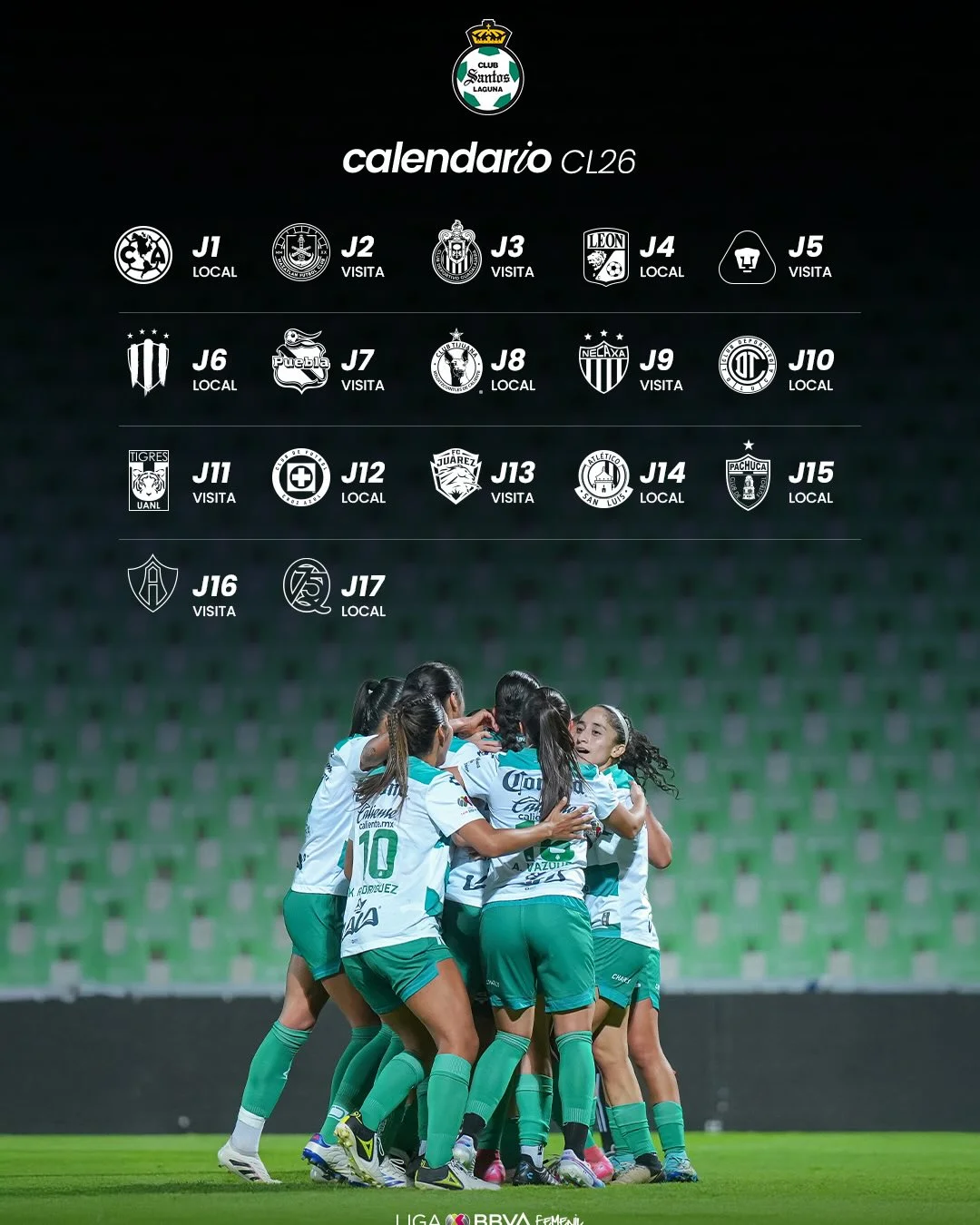 Las albiverdes disputarán 9 encuentros como locales, abriendo ante América