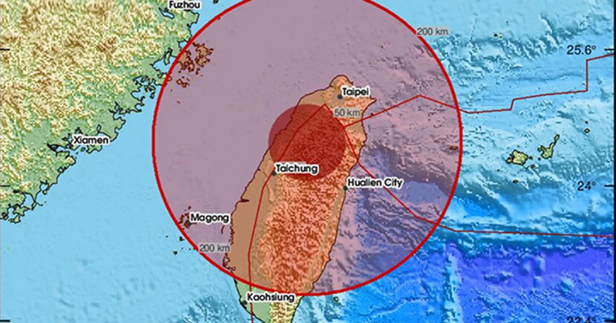 El sismo se registró a una profundidad de 73 kilómetros en el mar frente al condado de Yilan, indicó la Administración Central de Meteorología