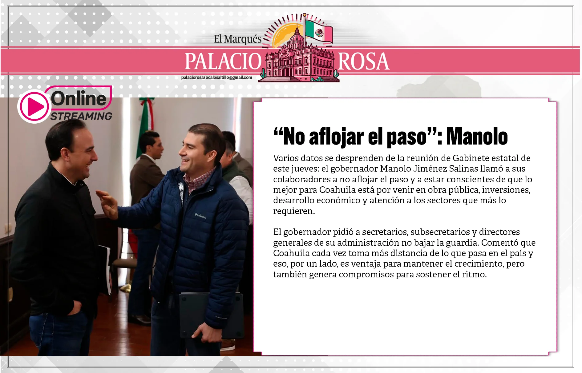 “No aflojar el paso”: Manolo