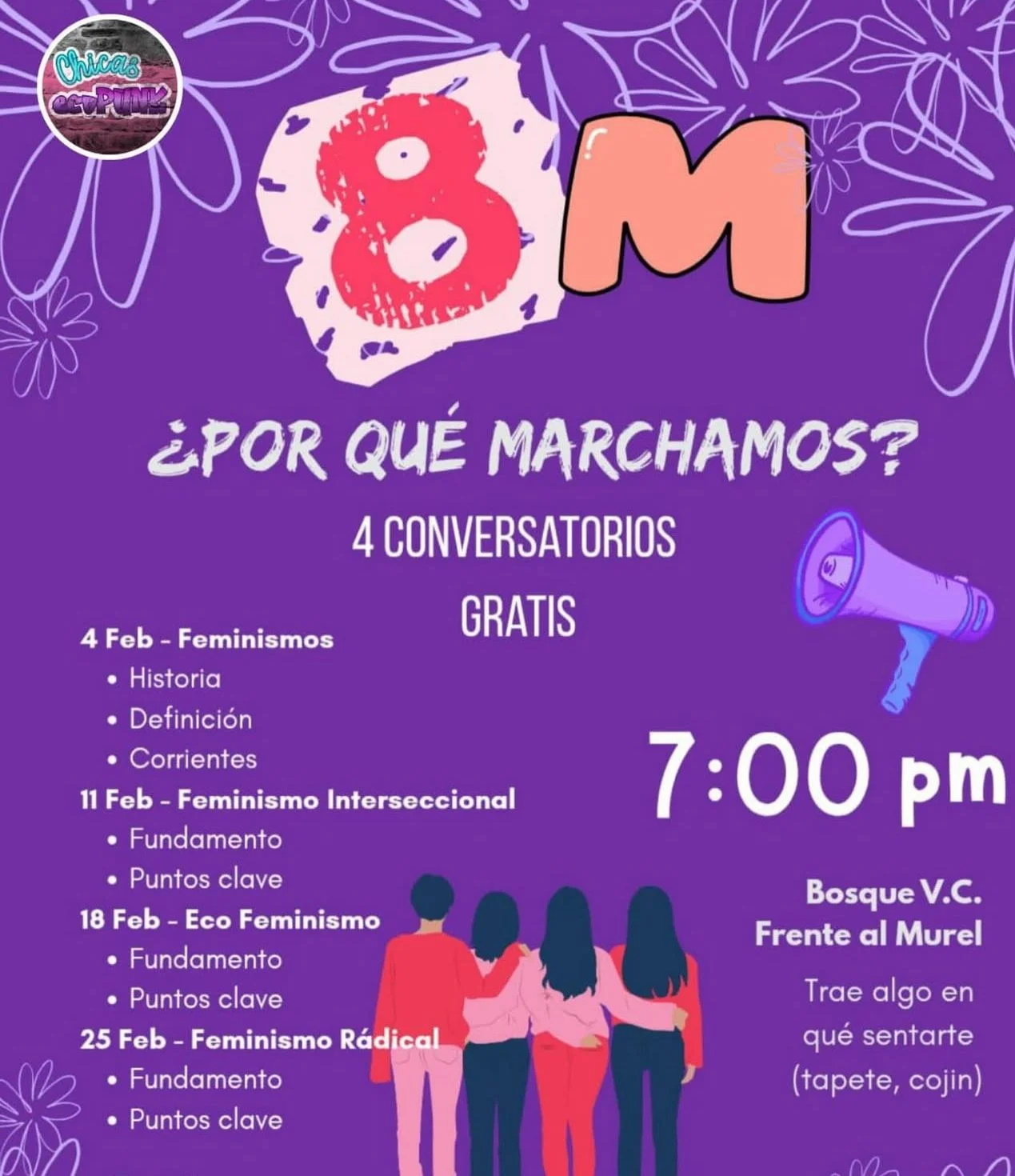 Colectiva feminista organiza ciclo de conversatorios para analizar los fundamentos de la lucha social previo al 8M en La Laguna.