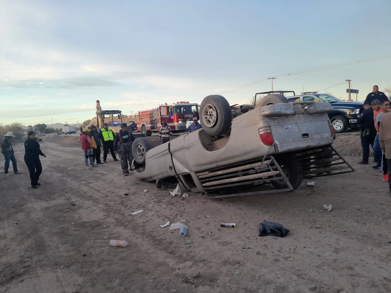Volcadura de camioneta deja un adulto mayor lesionado en Matamoros
