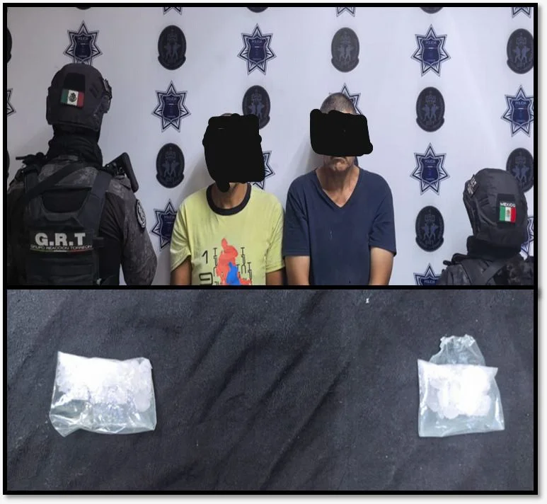 Policía detiene a dos hombres con presunta droga en la colonia Francisco Villa de Torreón