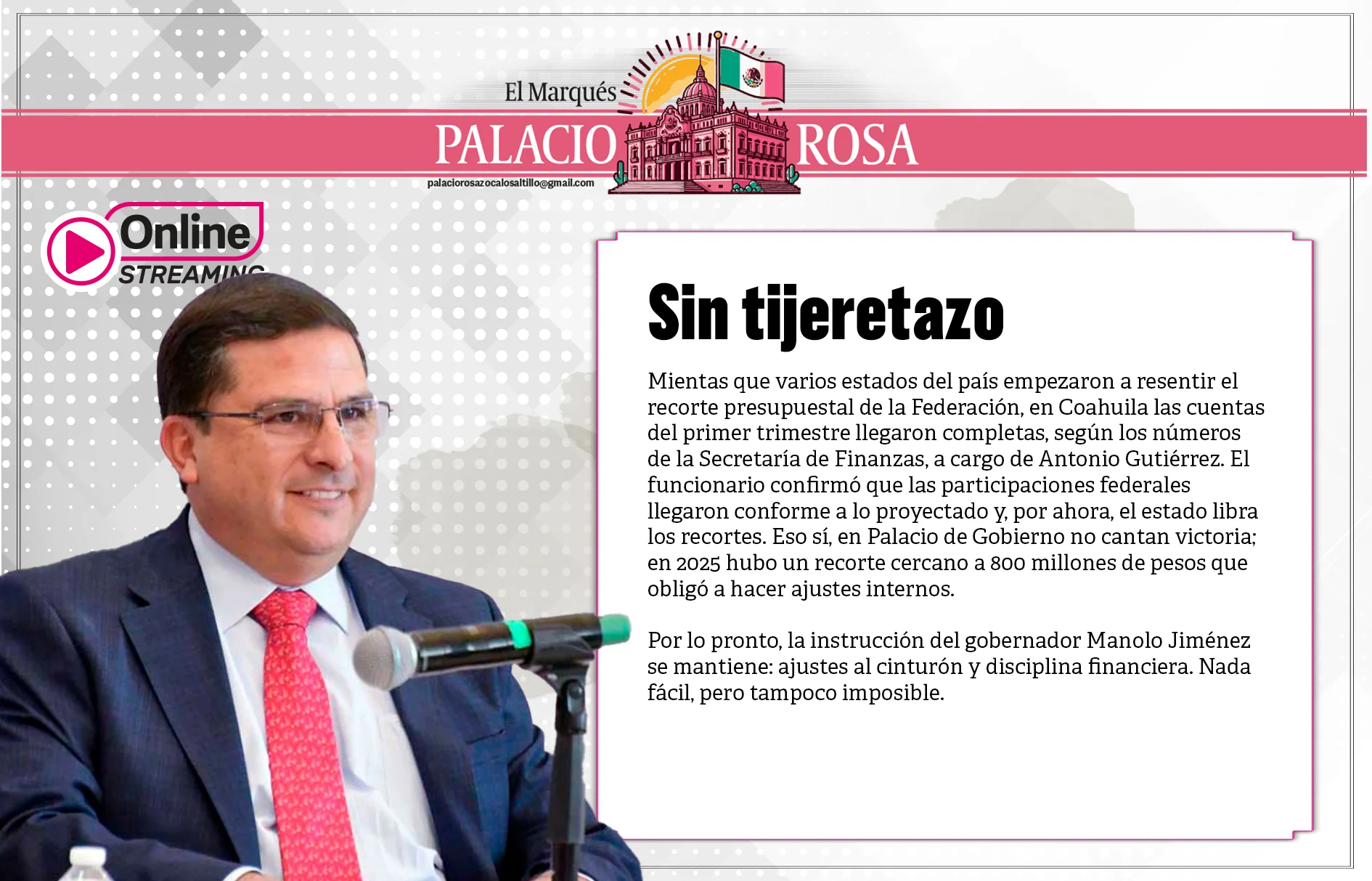 En Coahuila las cuentas del primer trimestre llegaron completas
