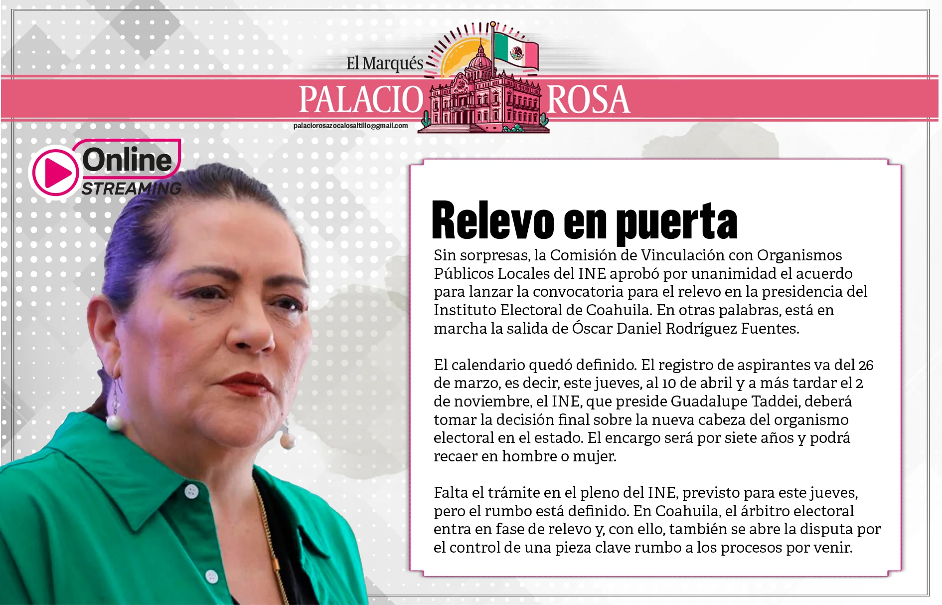 Aprueban por unanimidad el acuerdo para lanzar la convocatoria para el relevo en la presidencia del Instituto Electoral de Coahuila
