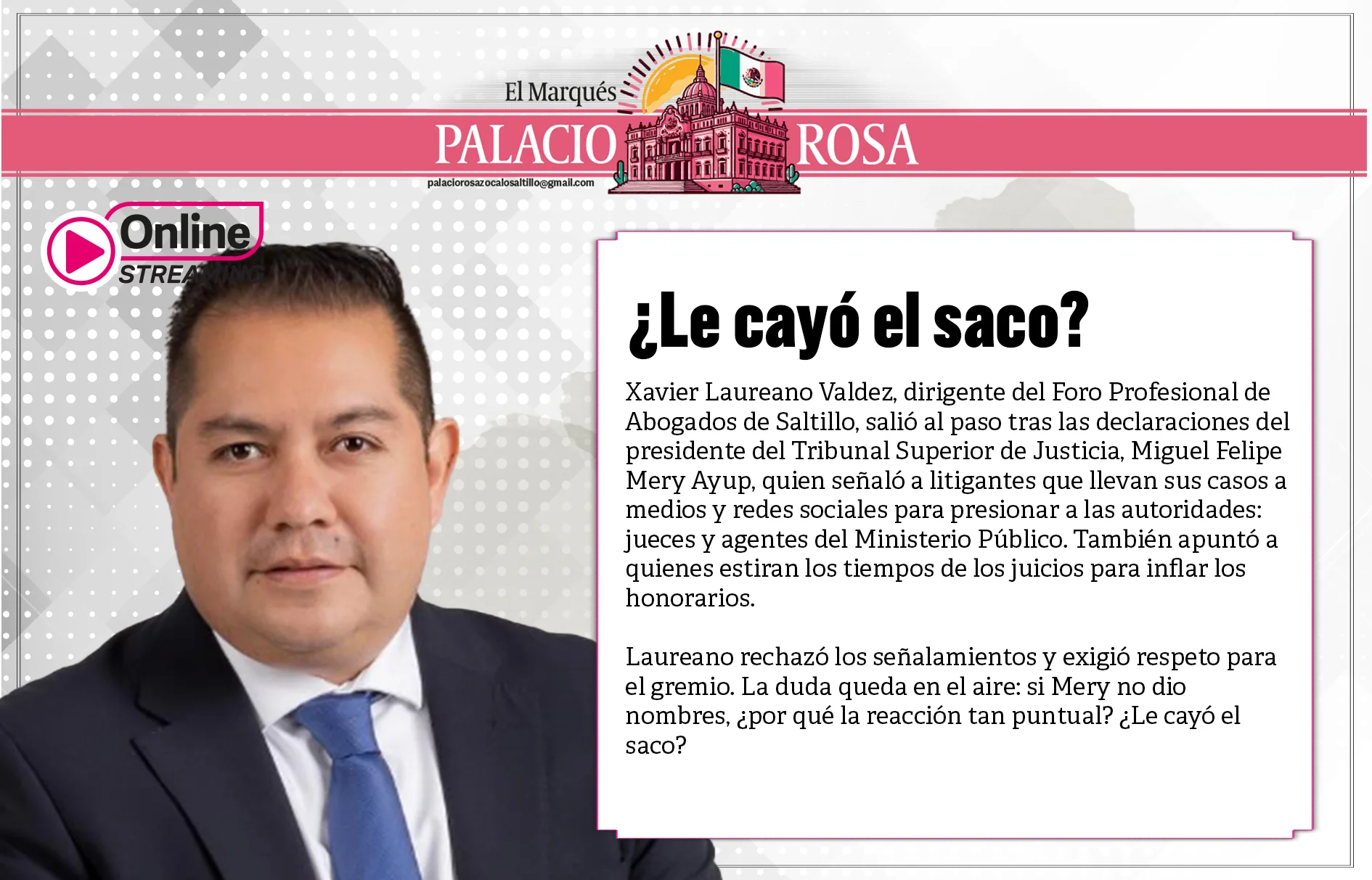 ¿Le cayó el saco?