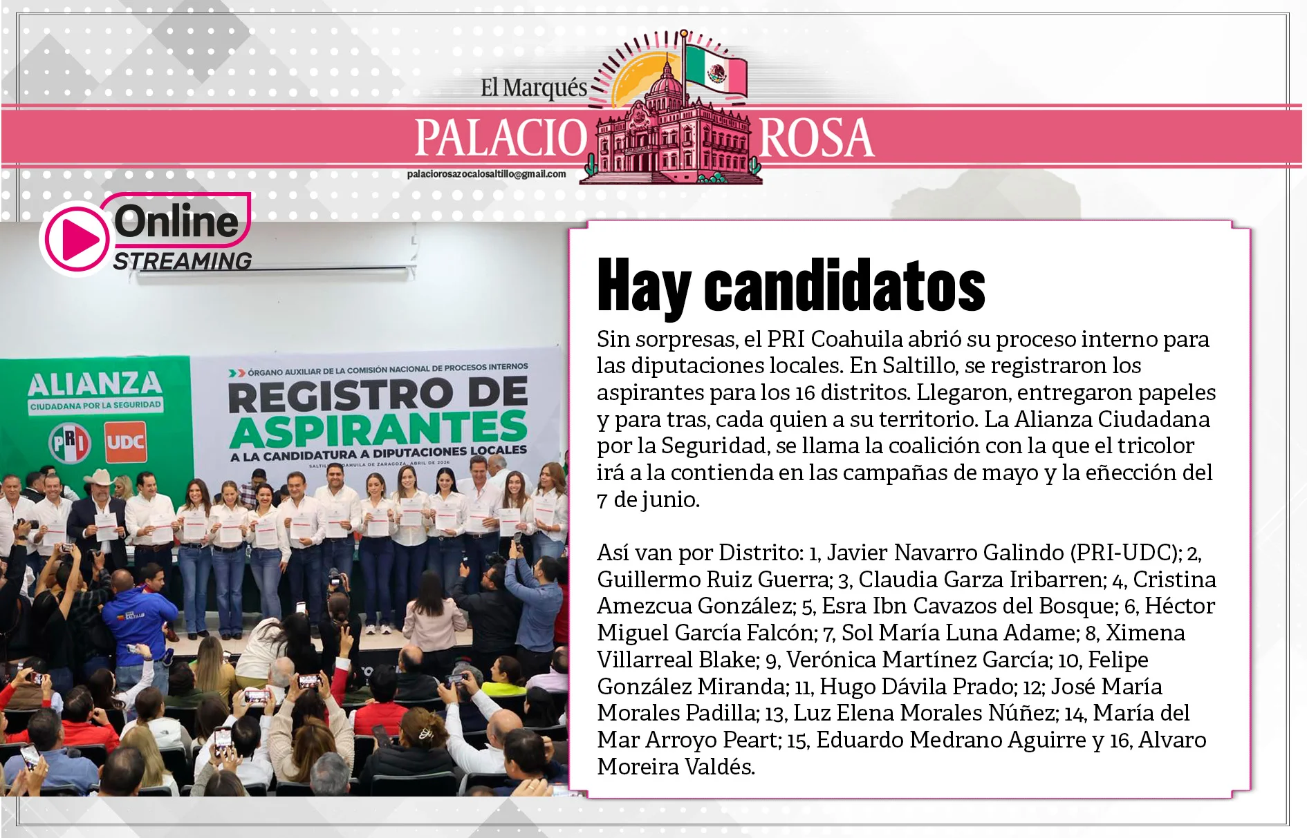 Sin sorpresas, el PRI Coahuila abrió su proceso interno para las diputaciones locales