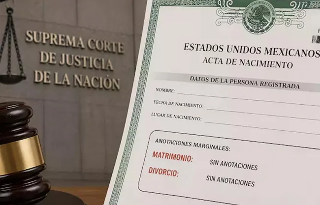La Suprema Corte de Justicia de la Nación declaró inconstitucional que se anoten matrimonios o divorcios en actas de nacimiento