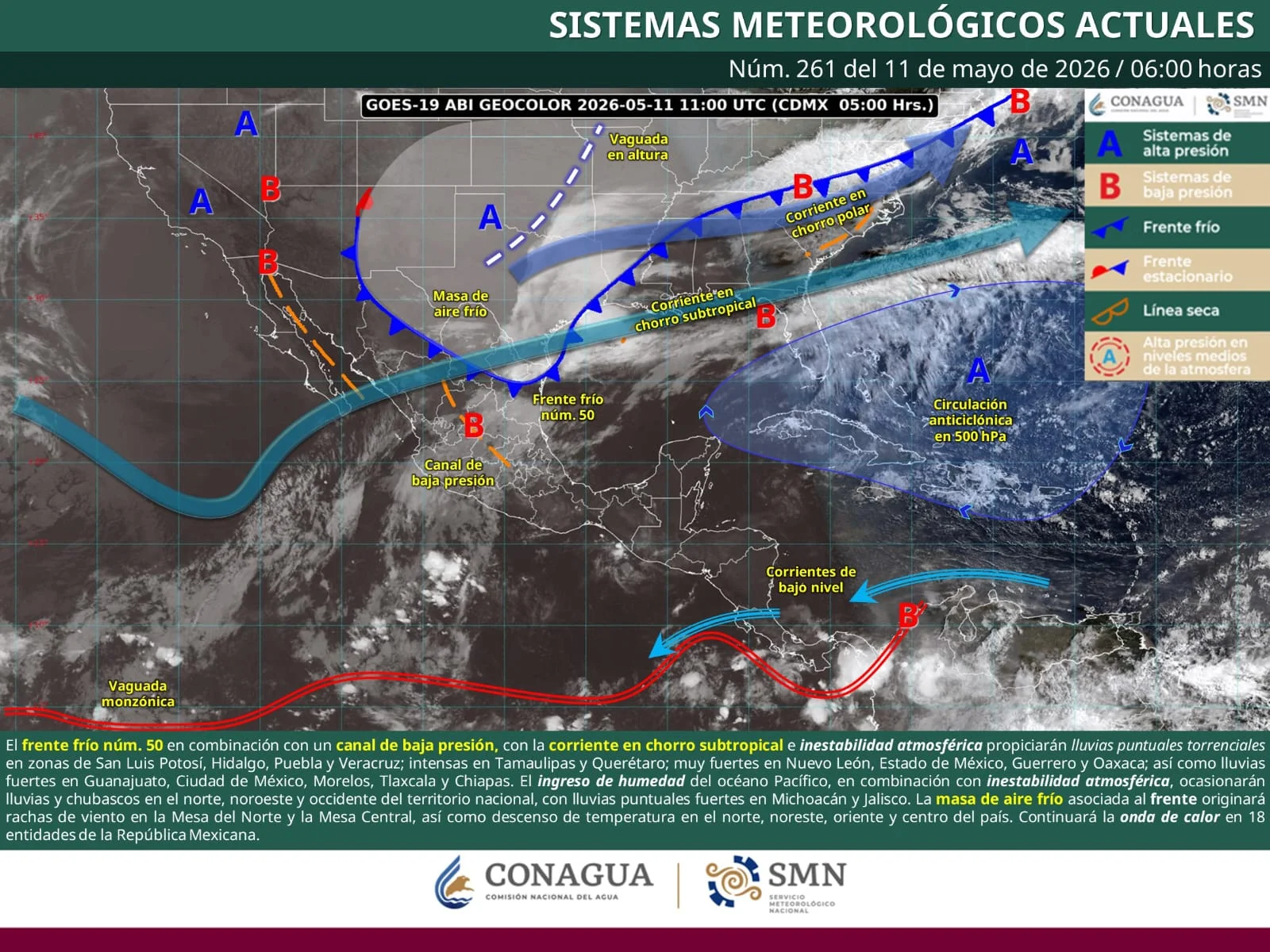 Lluvias y vientos de hasta 70 km/h azotarán Coahuila por frente frío 50; hay riesgo de torbellinos.