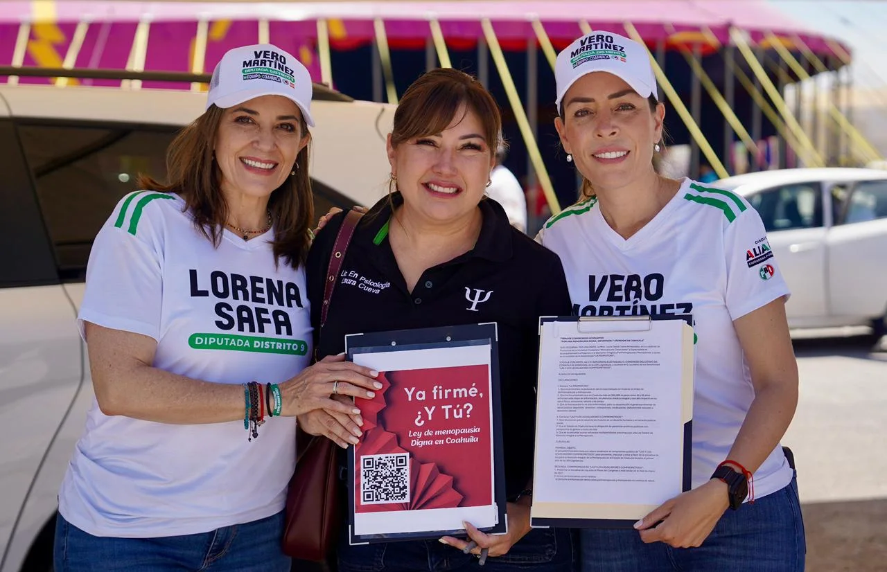 Vero Martínez y Lorena Safa firman acuerdo para reformar leyes y garantizar atención digna a mujeres en menopausia y climaterio en Coahuila.