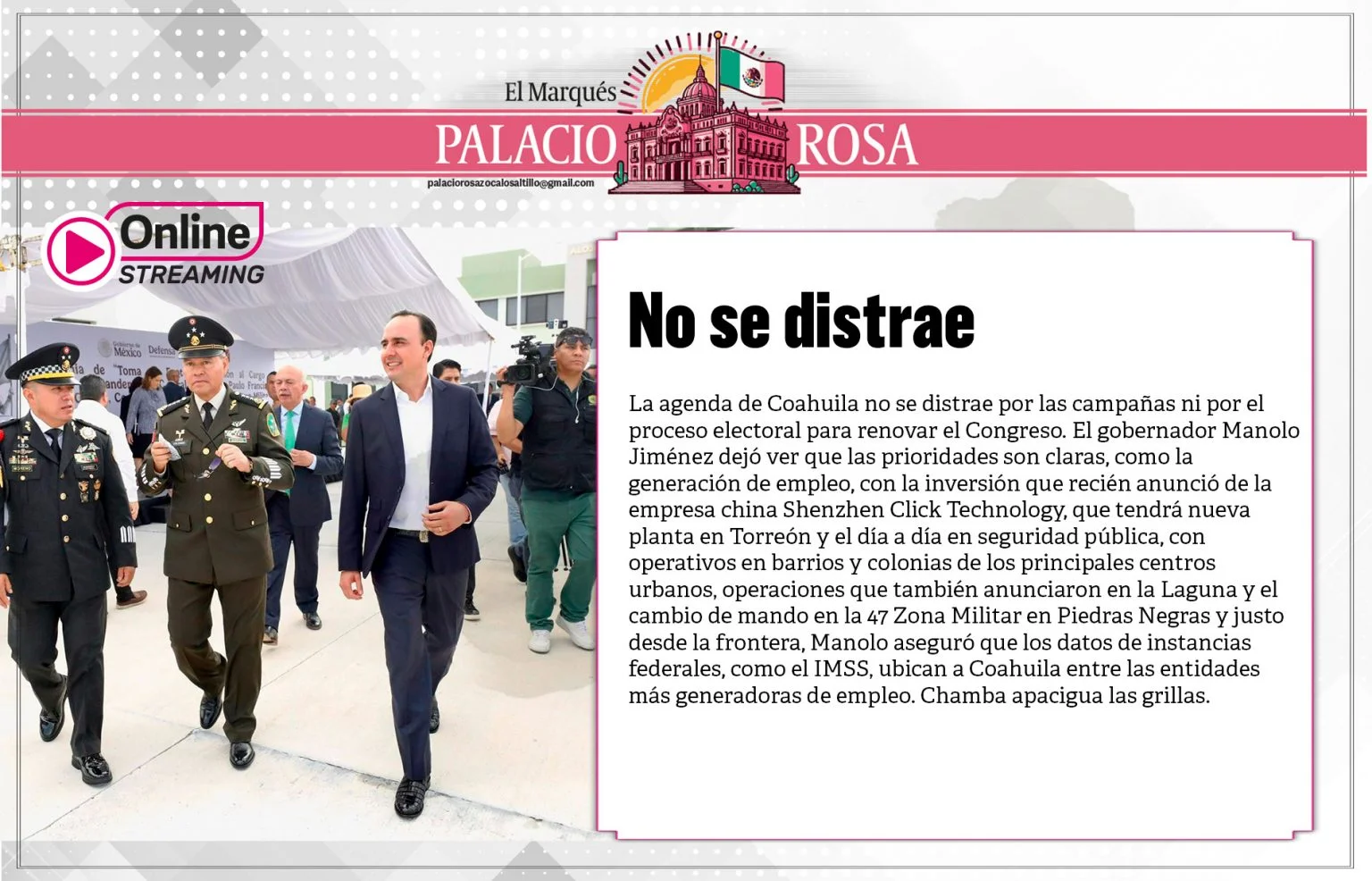 La agenda de Coahuila no se distrae por las campañas ni por el proceso electoral para renovar el Congreso.