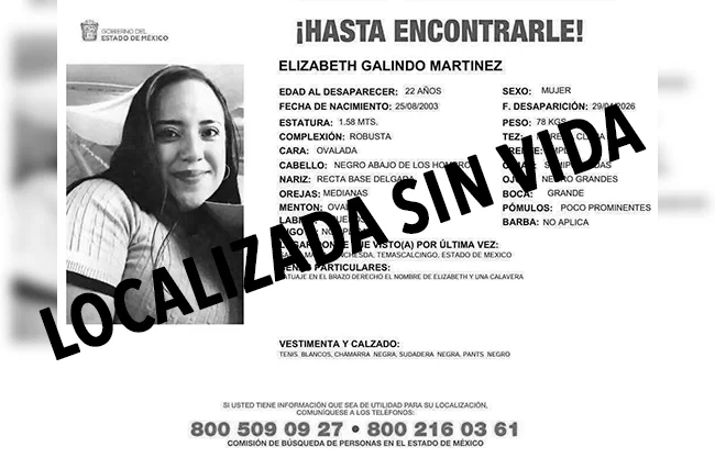 La joven, de 22 años de edad, fue vista por última vez en la localidad de Santa María Canchesda, en el municipio de Temascalcingo, Estado de México