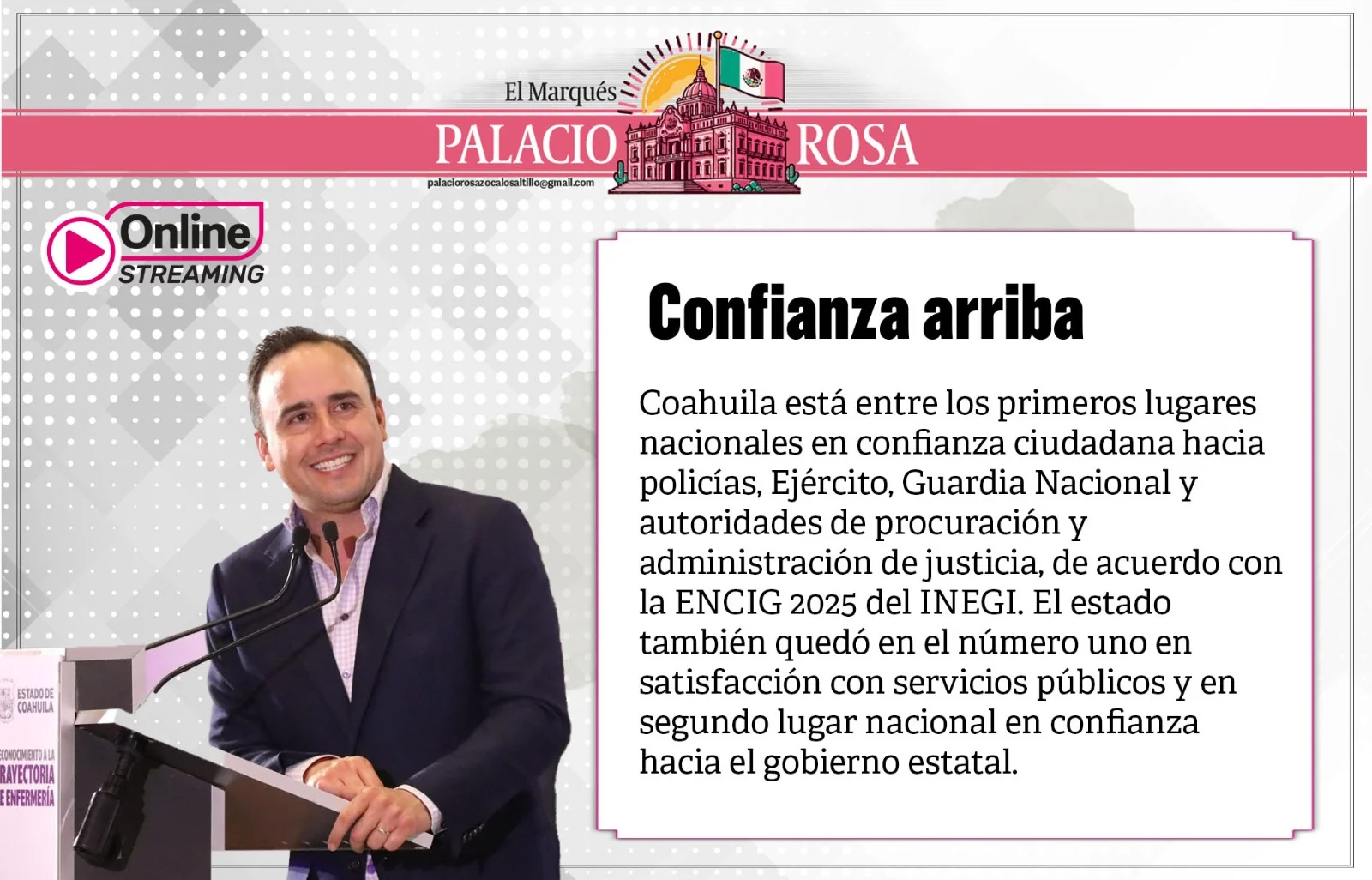 Coahuila está entre los primeros lugares nacionales en confianza ciudadana hacia policías, Ejército, Guardia Nacional y autoridades de procuración.