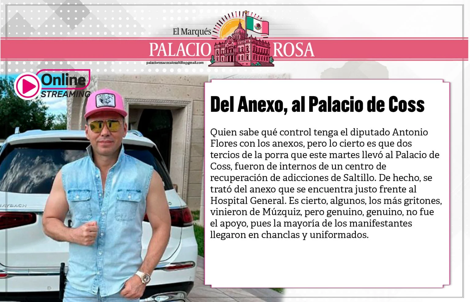 Dos tercios de la porra que llevó Antonio Flores al Palacio de Coss, fueron de internos de un centro de recuperación de adicciones de Saltillo