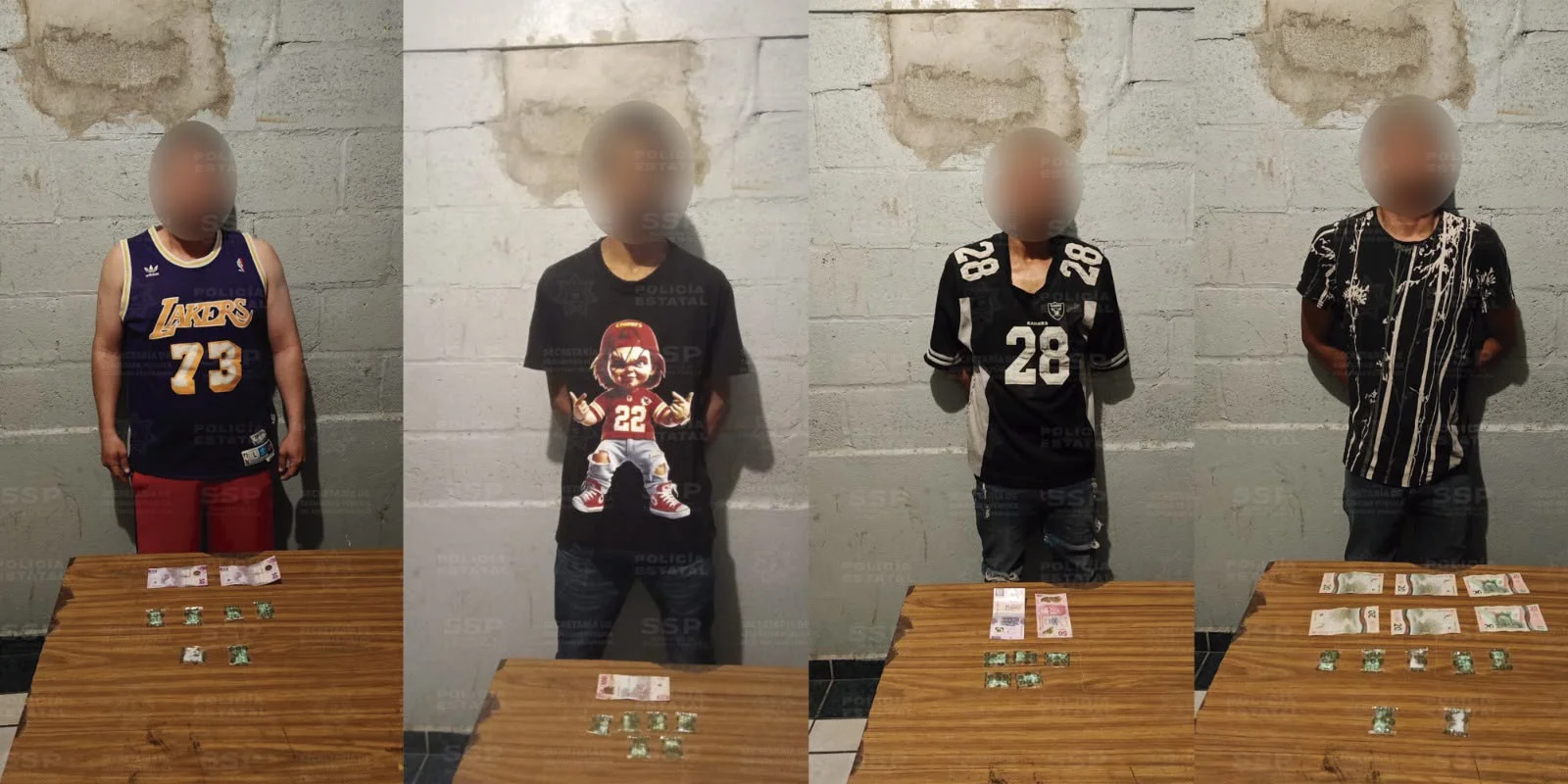 Cuatro detenidos en Gómez Palacio con droga cristal durante el Operativo Dragón.