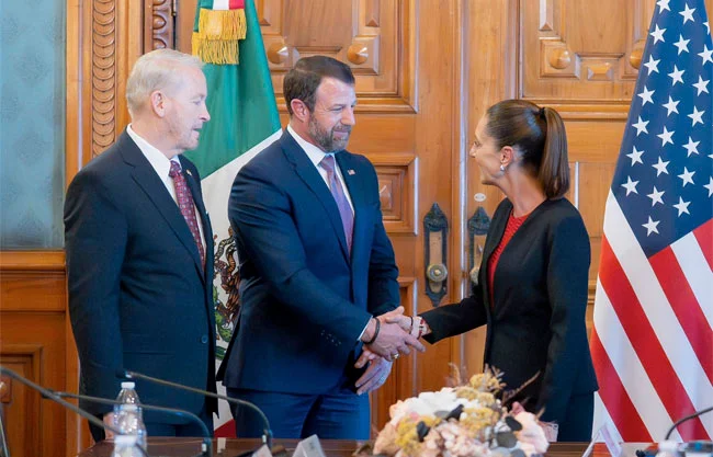 El secretario de Seguridad Nacional de Estados Unidos se reunió con las autoridades mexicanas en Palacio Nacional a mediados de mayo.