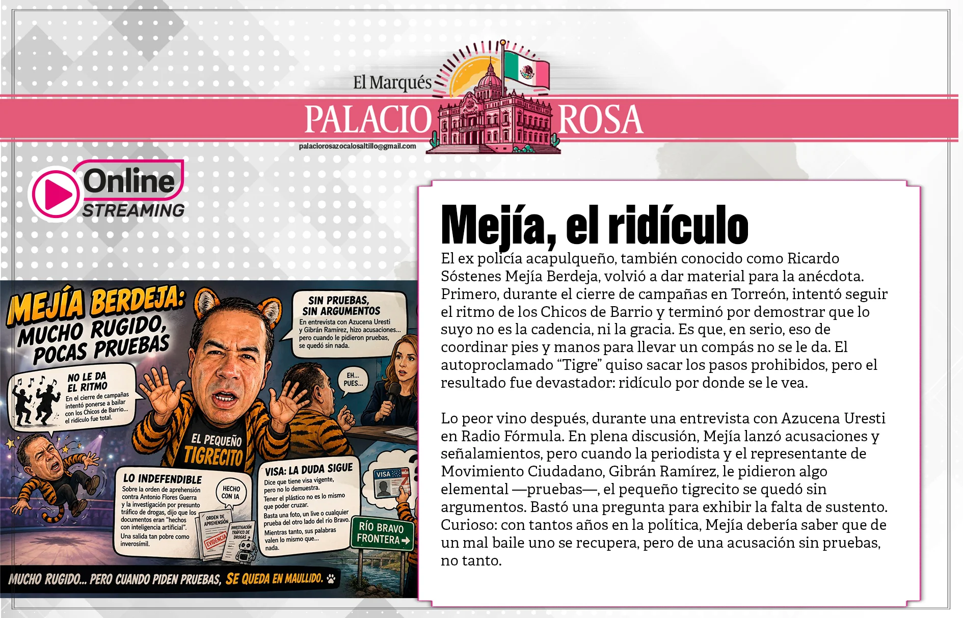 Mejía, el ridículo