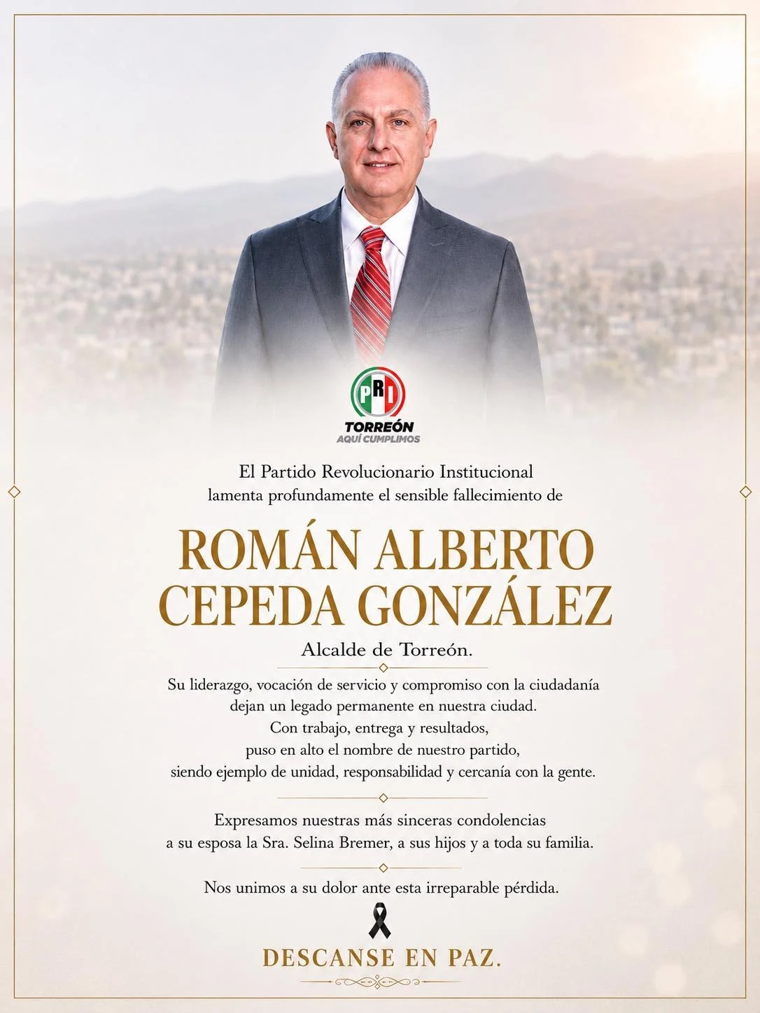 PRI Torreón   destaca legado de liderazgo y compromiso de Román Alberto Cepeda