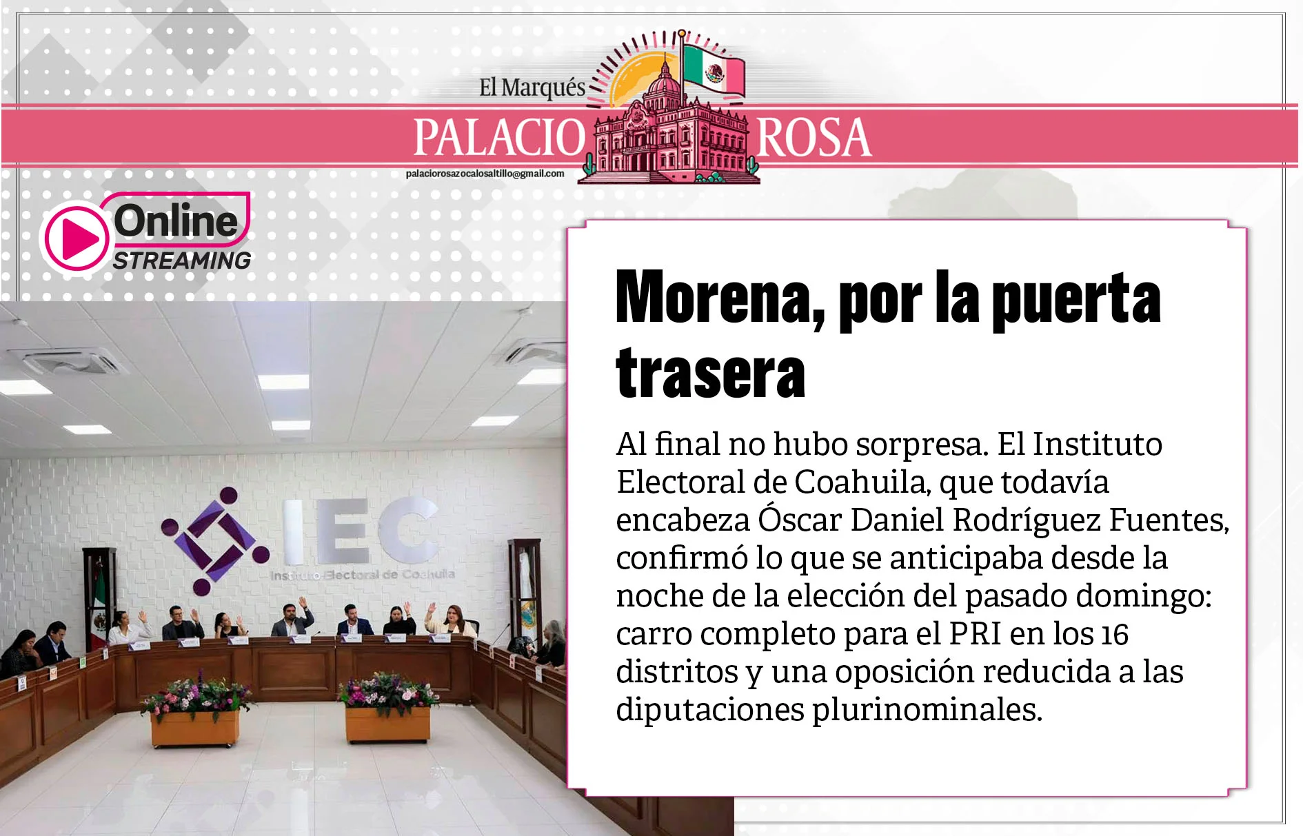 Morena, por la puerta trasera