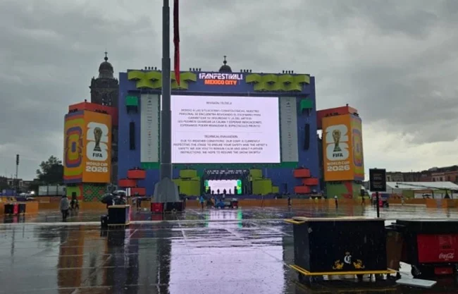 Fuerte lluvia suspende transmisión del Arabia Saudita vs Uruguay en Fan Fest de la CDMX