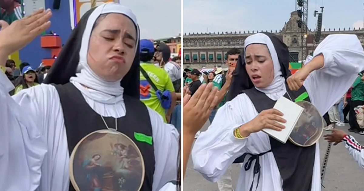 México supera a la IA: Sor Juana Inés de la Cruz baila "El sonidito" en el Fan Fest del Zócalo, volviéndose viral