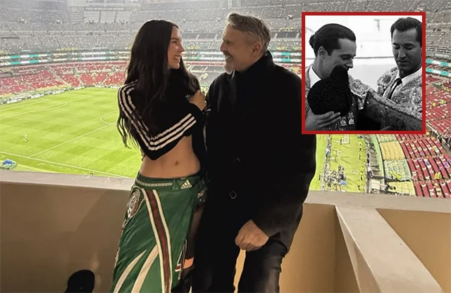 La cantante mexicana y el intérprete español coincidieron durante el partido entre México y Ecuador