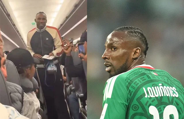El delantero Julián Quiñones llegó este martes al Aeropuerto Internacional de Monterrey, tras su participación con la Selección Mexicana.