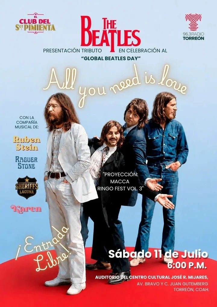 Torreón celebrará a The Beatles con el evento "All You Need Is Love"