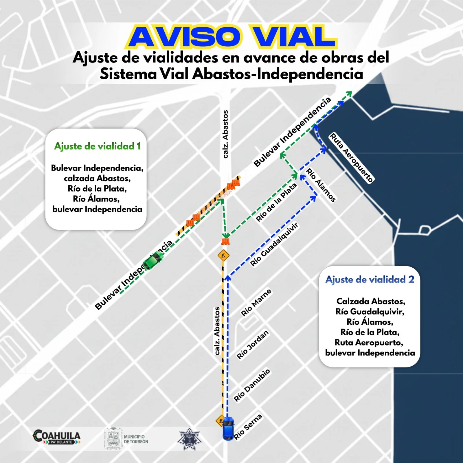 Anuncian ajustes temporales en vialidades por la obra del Sistema Vial Abastos-Independencia