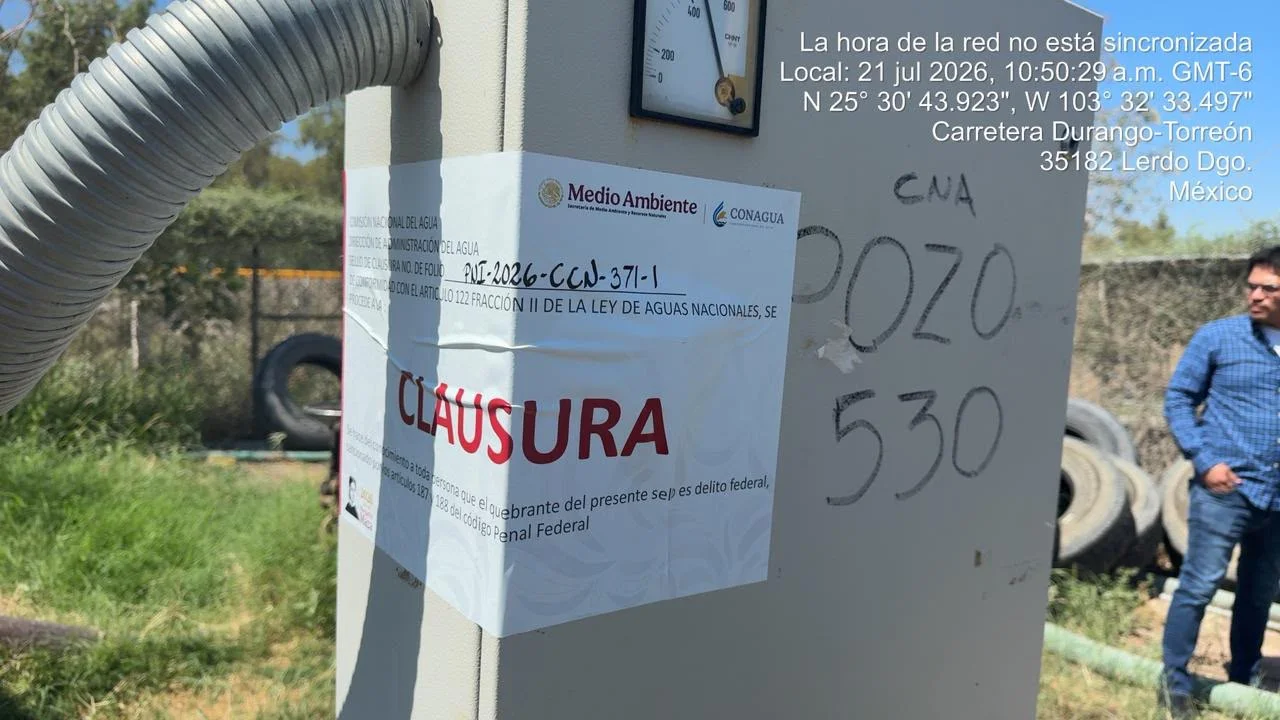 Conagua clausura pozo ilegal utilizado para llenar pipas en Lerdo