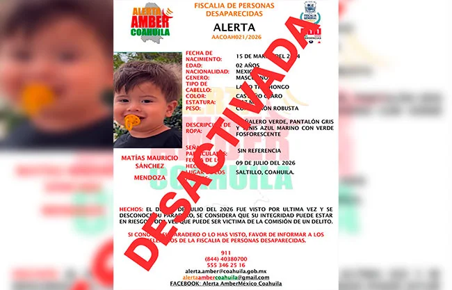 Desactiva juez Alerta Amber de Matías tras amparo del padre