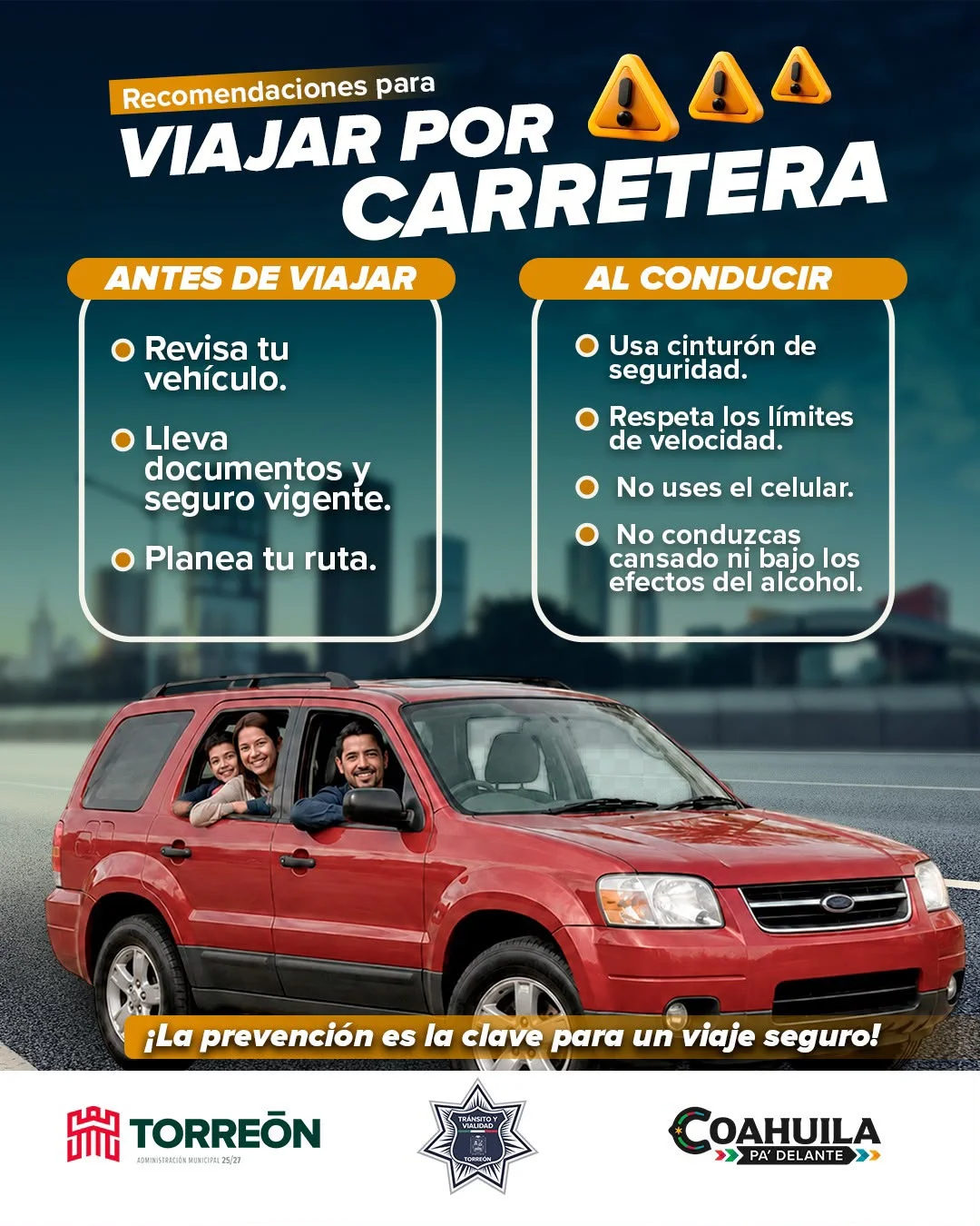 Dirección de Tránsito y Vialidad emite recomendaciones para quienes salen a carretera