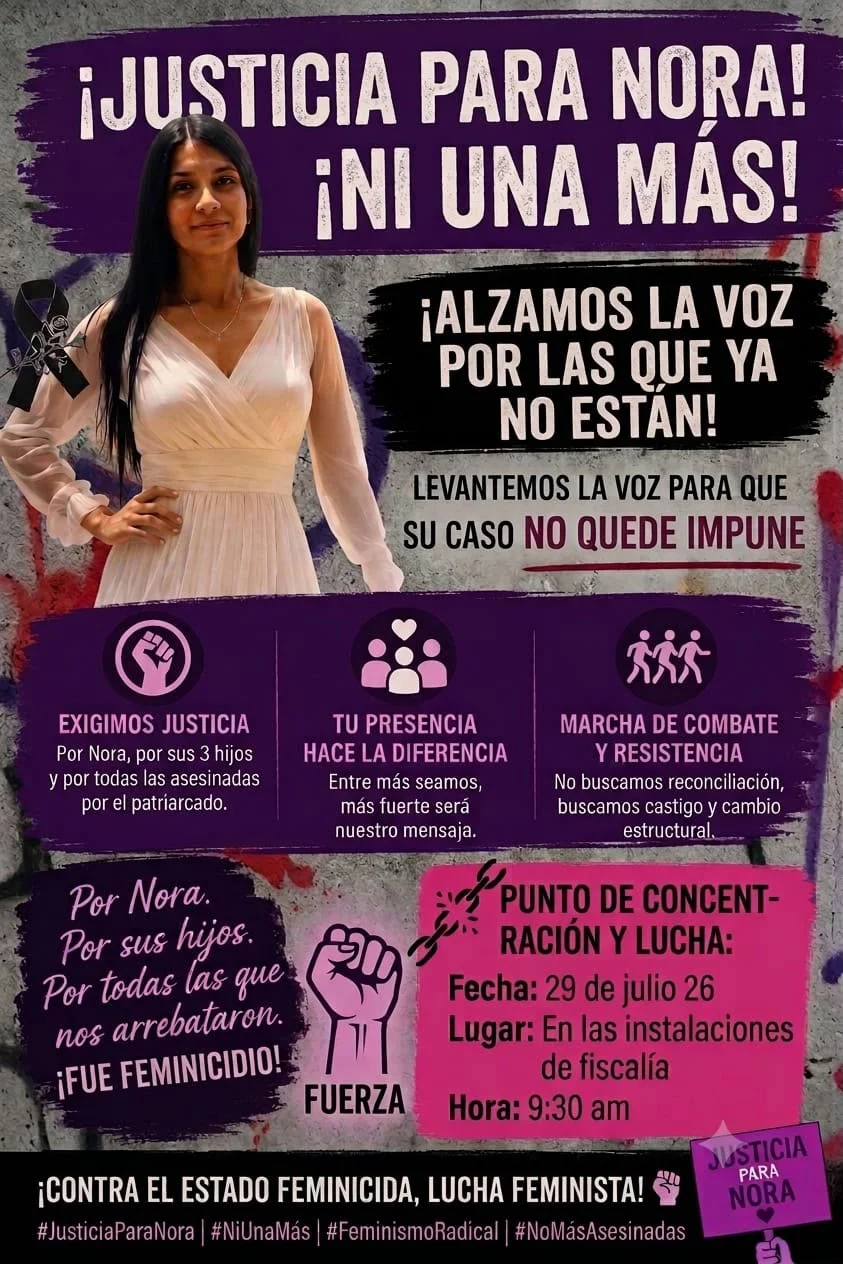 Convocan a manifestación y centro de acopio tras feminicidio de Nora Cecilia