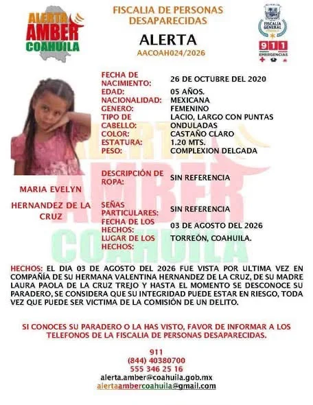Emiten Alerta Amber por desaparición de dos hermanas en Torreón