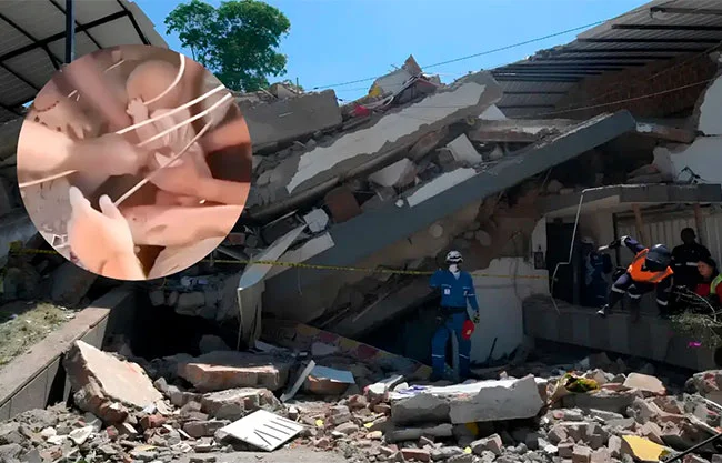 Rescatan con vida a un bebé entre los escombros en Colombia