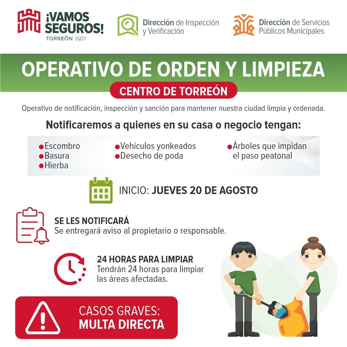 Anuncian operativo para retirar basura, escombro y vehículos abandonados del Centro de Torreón