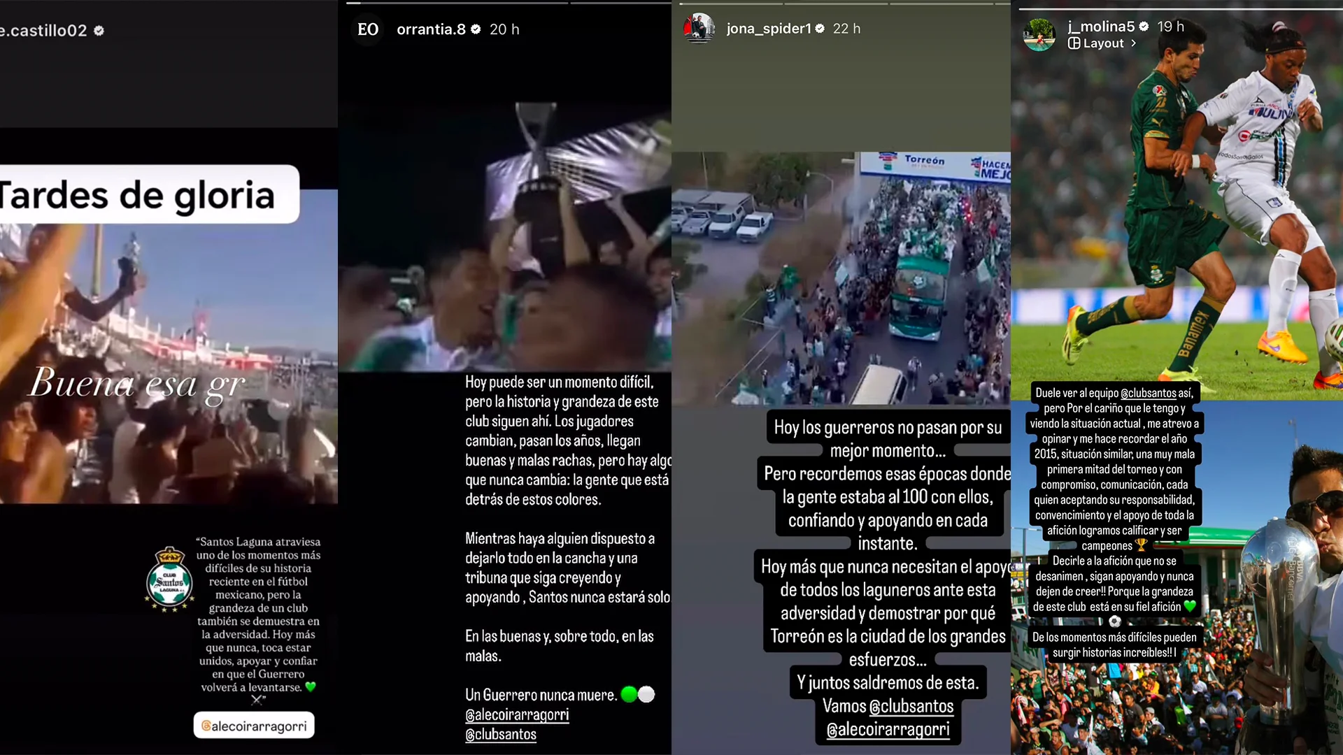 Leyendas de Santos Laguna muestran apoyo al Club por el mal momento del equipo