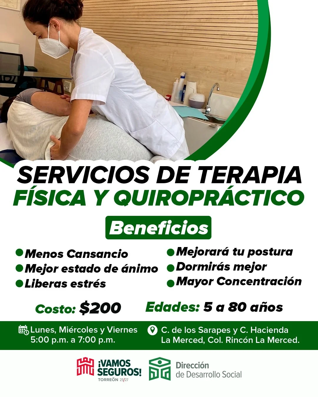 Ofrecen atención quiropráctica por 200 pesos en Centro Comunitario de Torreón