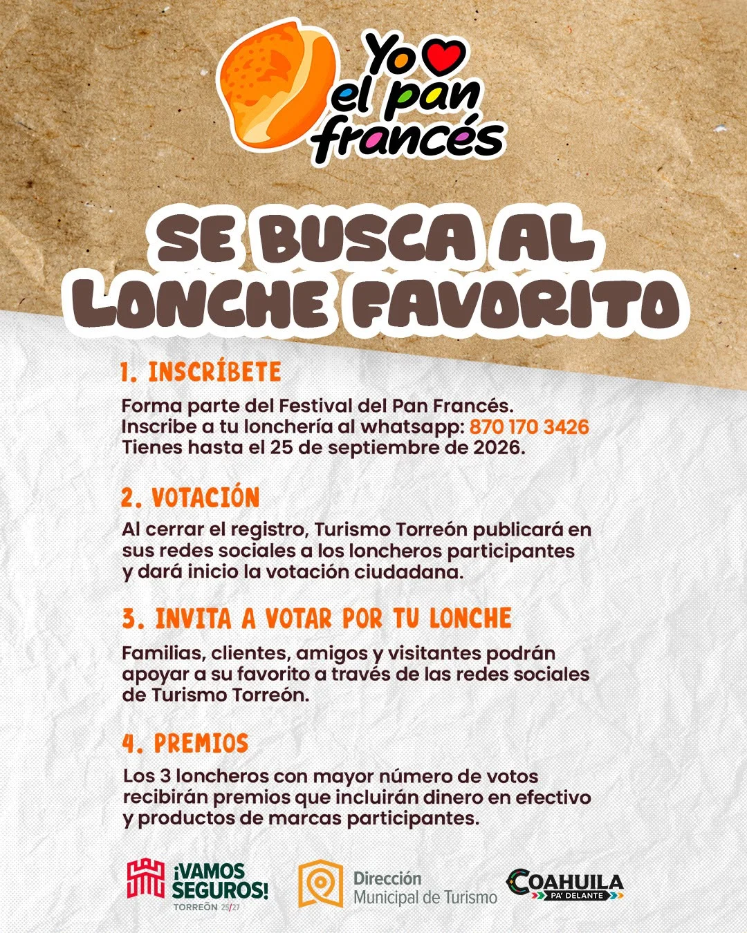 Torreón buscará su lonche favorito; ciudadanos elegirán al ganador