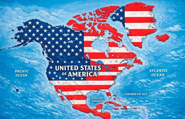Trump lo hace de nuevo y publica mapa donde cubre a México y Canadá con la bandera de EU