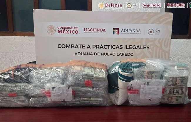 Interceptan cargamento con más de 769 mil dólares en Aduana de Nuevo Laredo