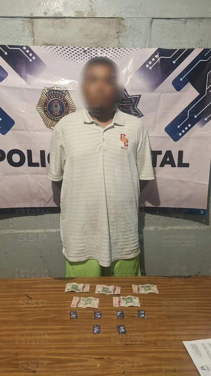 Policía Estatal detiene a hombre con presunto cristal en Gómez Palacio