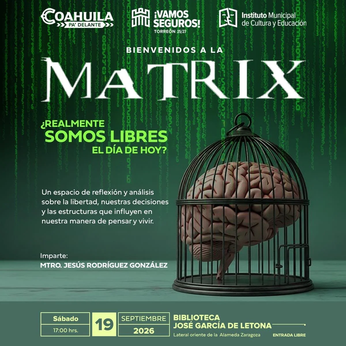 Invitan en Torreón a conferencia sobre libertad y percepción de la realidad