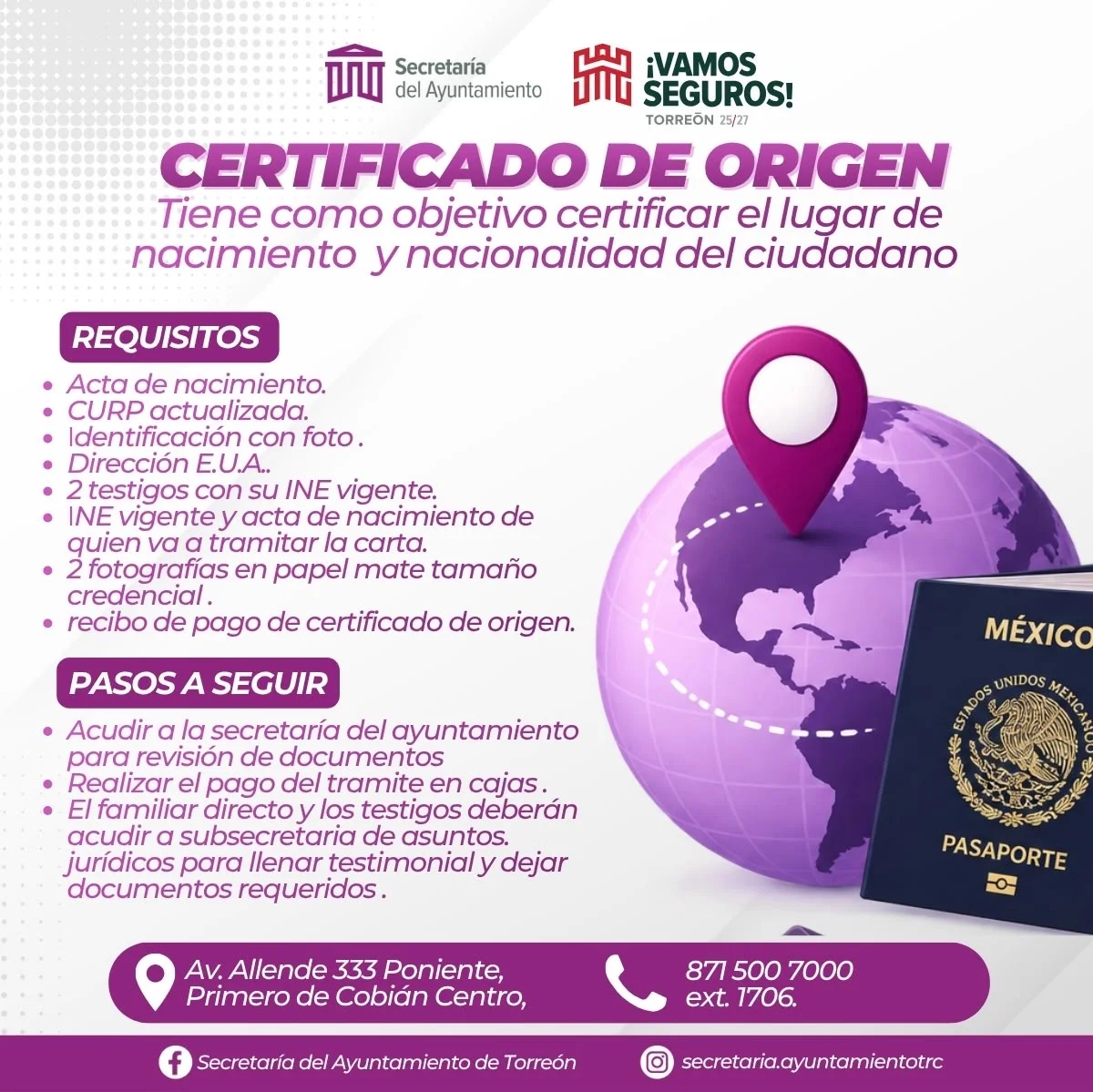 Certificado de Origen en Torreón: requisitos, testigos y documentación necesaria