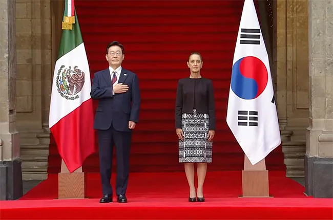 Sheinbaum recibe en Palacio Nacional al Presidente de Corea del Sur, Lee Jae-Myung