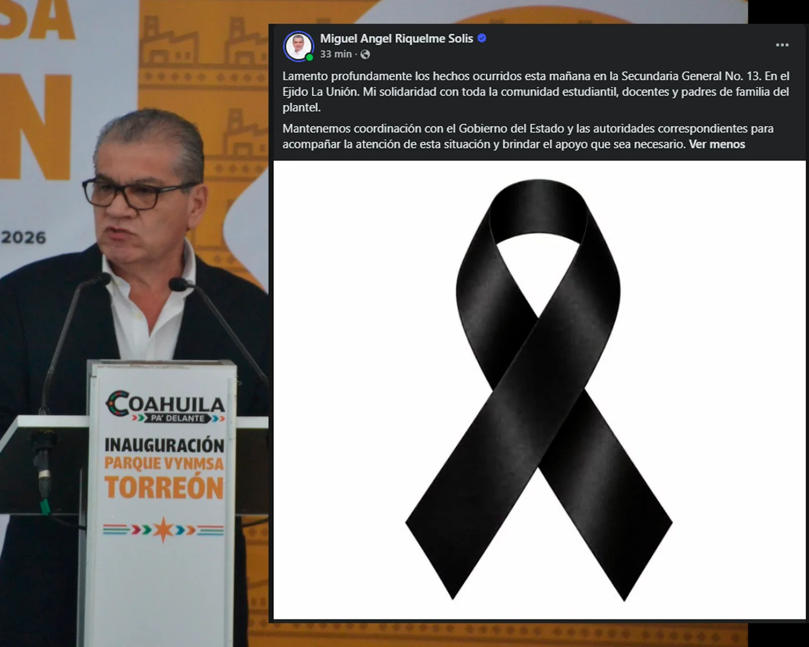 Miguel Riquelme expresa solidaridad tras hechos en secundaria de La Unión