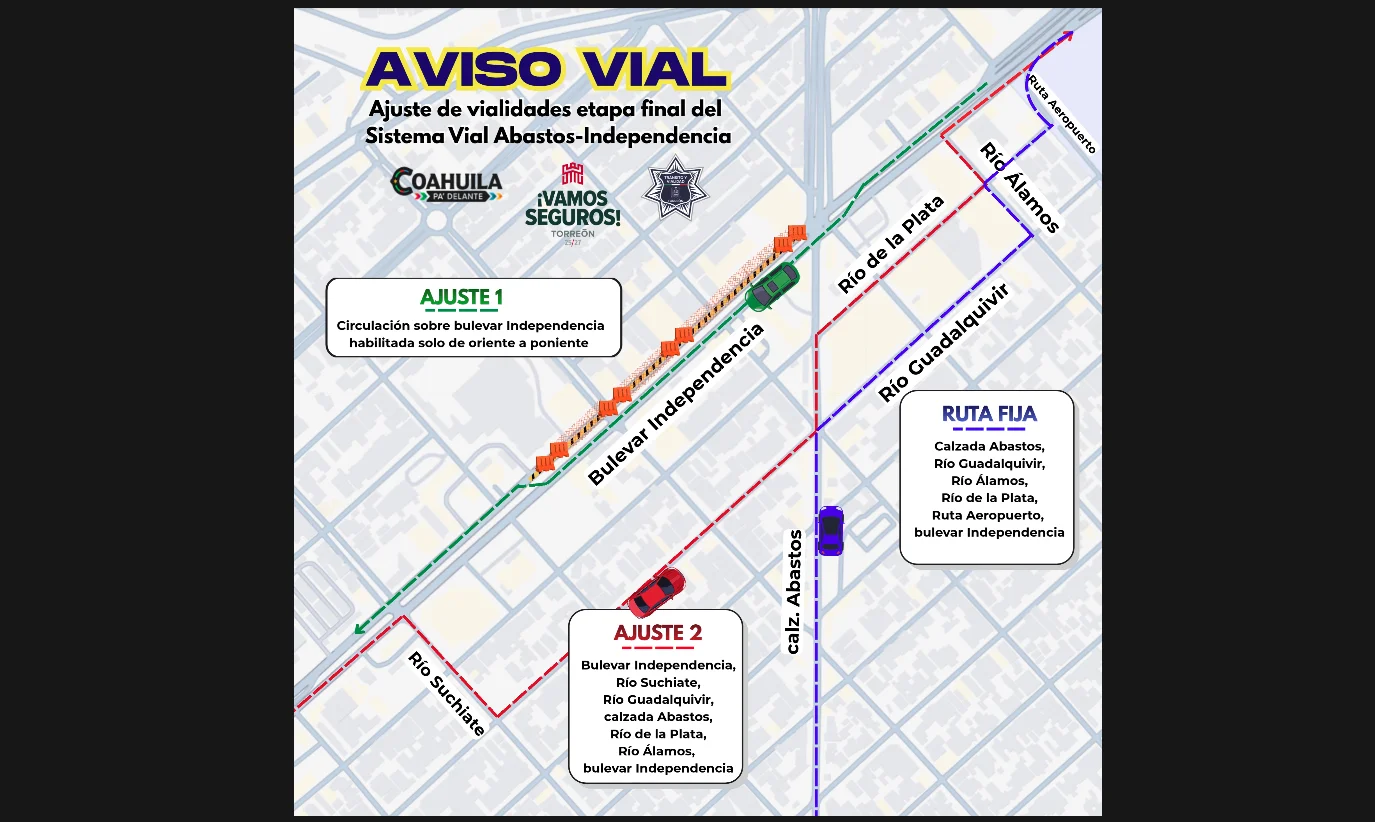 Ajustan circulación en el Sistema Vial Abastos-Independencia por lluvias