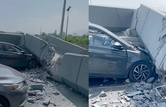 Maquinaria para el Metro tumba puente en Avenida Constitución de Monterrey