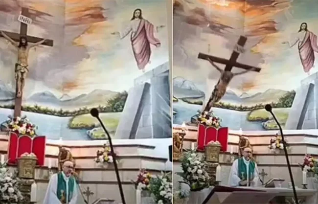 Muere sacerdote al caerle una cruz gigante mientras oficiaba misa en Ecuador