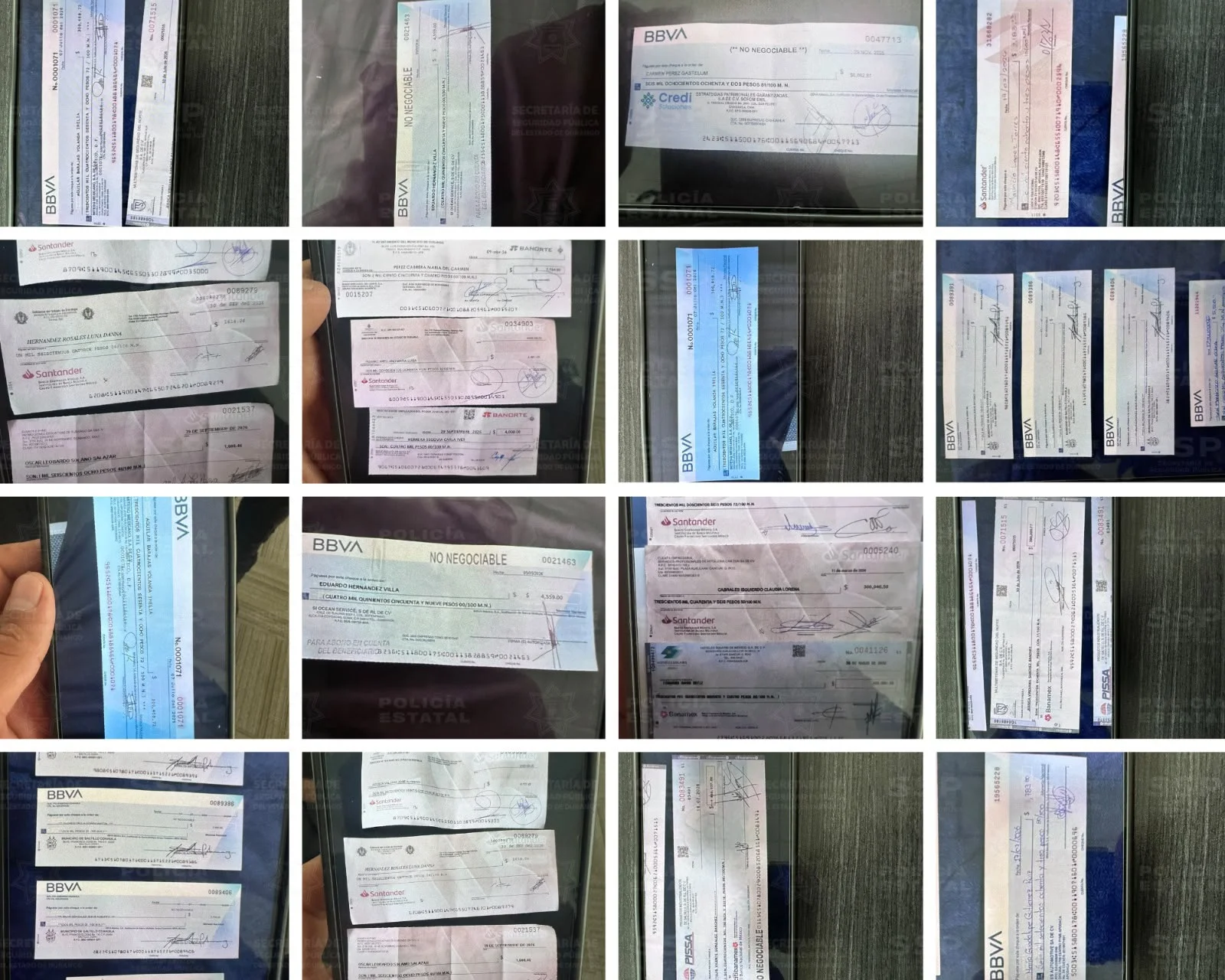 Detienen en Durango a dos presuntos integrantes de banda de “cambiacheques”; les aseguran droga y documentos bancarios