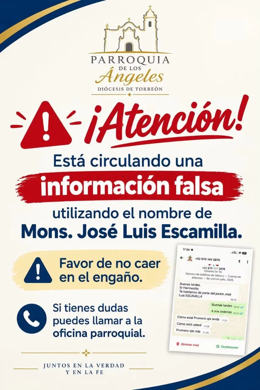 Diócesis de Torreón alerta por mensajes falsos a nombre de monseñor José Luis Escamilla